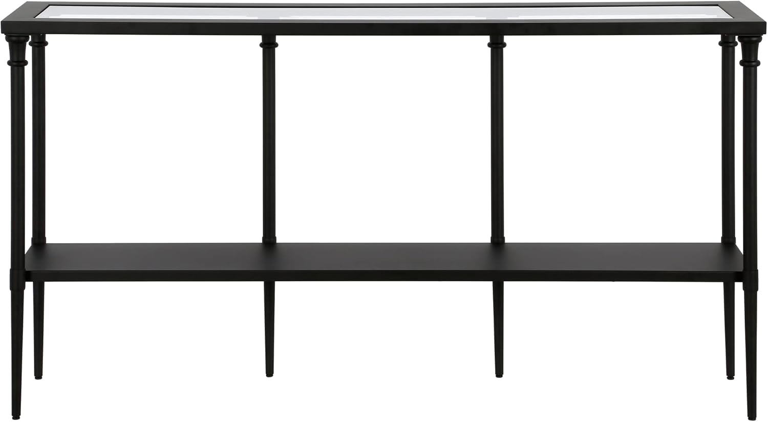 Nellie 55'' Wide Rectangular Console Table with Metal Shelf in Blackened Bronze