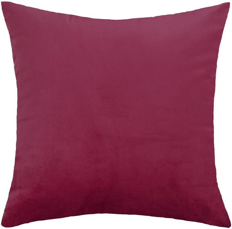 MoonRest - Pack of 2, Velvet Decorative Throw Pillow Filled with Synthetic Down Alternative, Cozy Soft with Hidden Zipper - Solid Color for Sofa Bedroom Couch 26 x 26 Burgundy