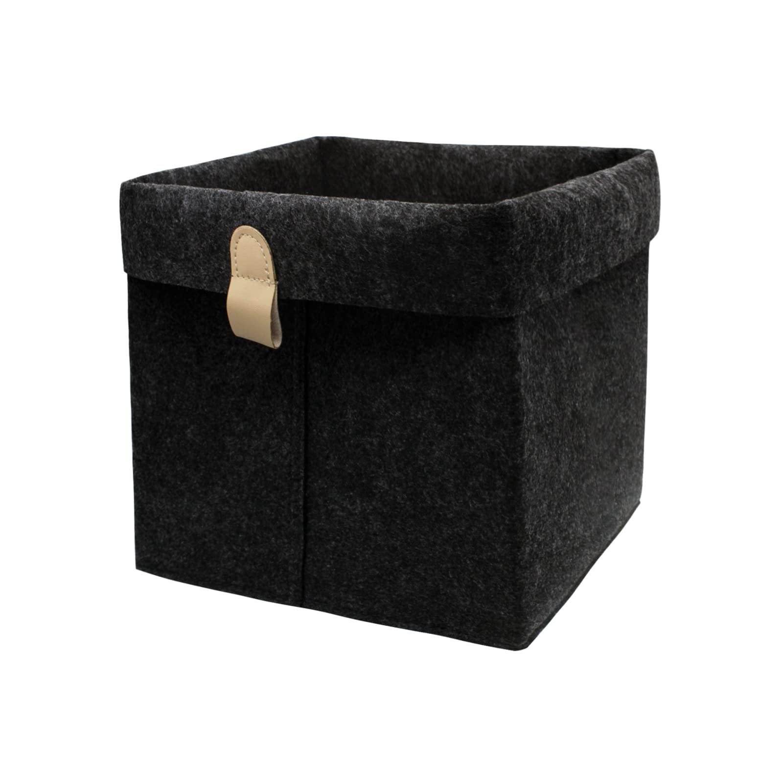Felt Storage Basket, Folded Closet Storage Bins Large Capacity Cube Storage Bin with Hanger, Multifuctional Storage Bins for Shelves, Clothing, Books, Shoes (light gray)