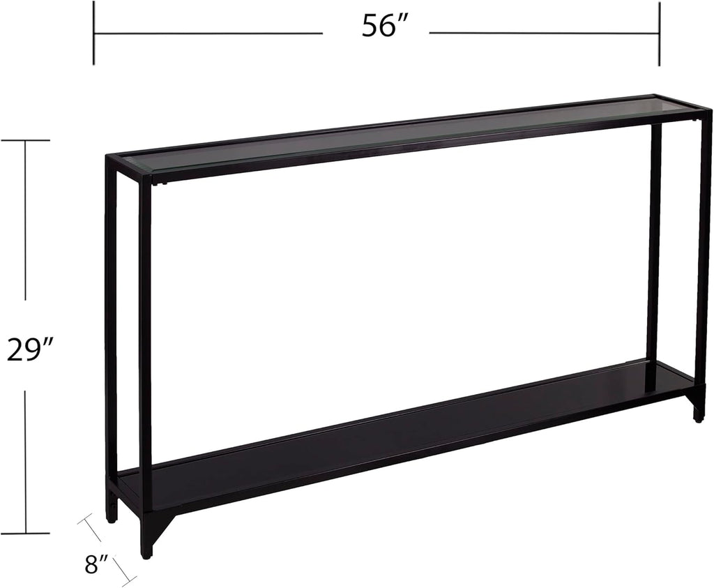 SEI Furniture Bergen Narrow Metal Console Table, Dining Room With Open Concept Living Space Glam Style Powder-Coated Iron, Black