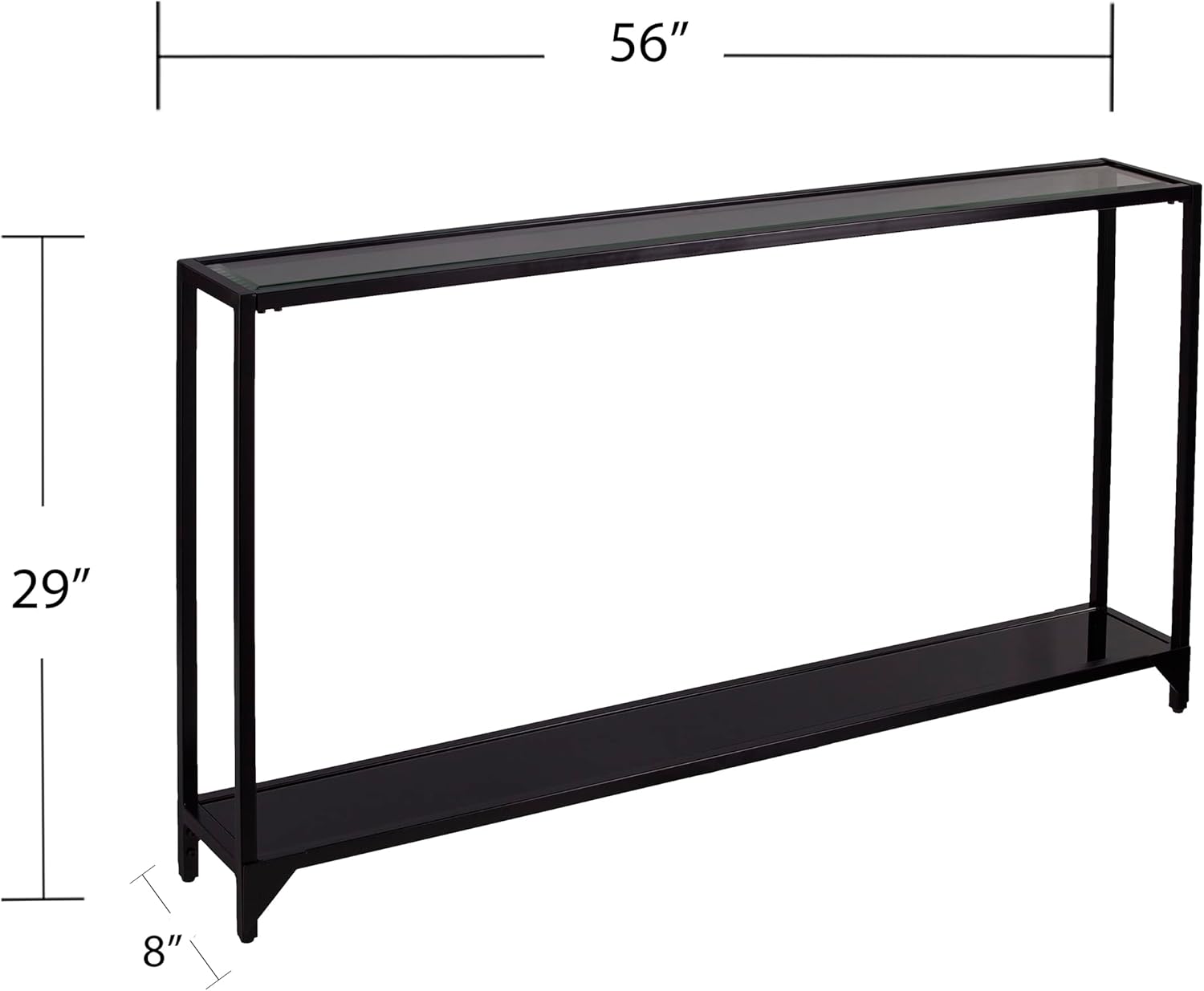SEI Furniture Bergen Narrow Metal Console Table, Dining Room With Open Concept Living Space Glam Style Powder-Coated Iron, Black