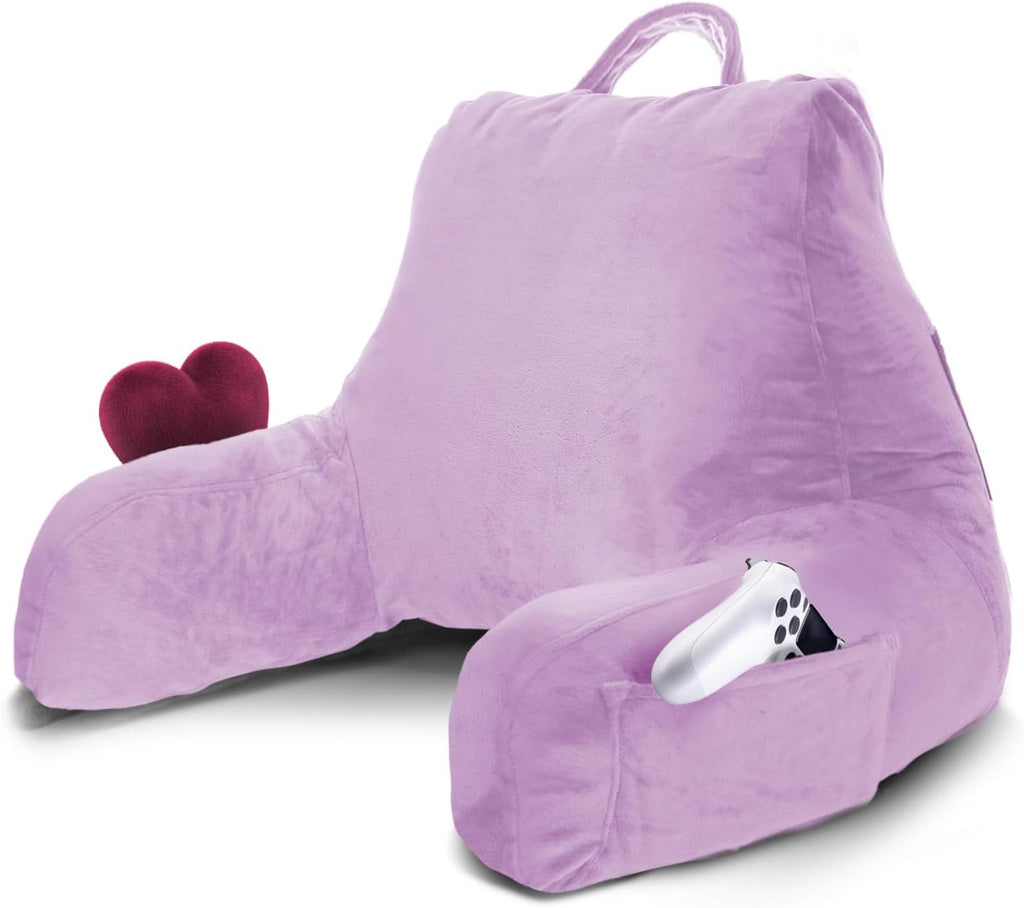 Nestl Reading Pillow for Kids & Teens with Shredded Memory Foam, Backrest Pillows for Reading, Watching, and Gaming, Use on The Couch, Bed, or Floor, Adjustable Support with Washable Cover Lavender