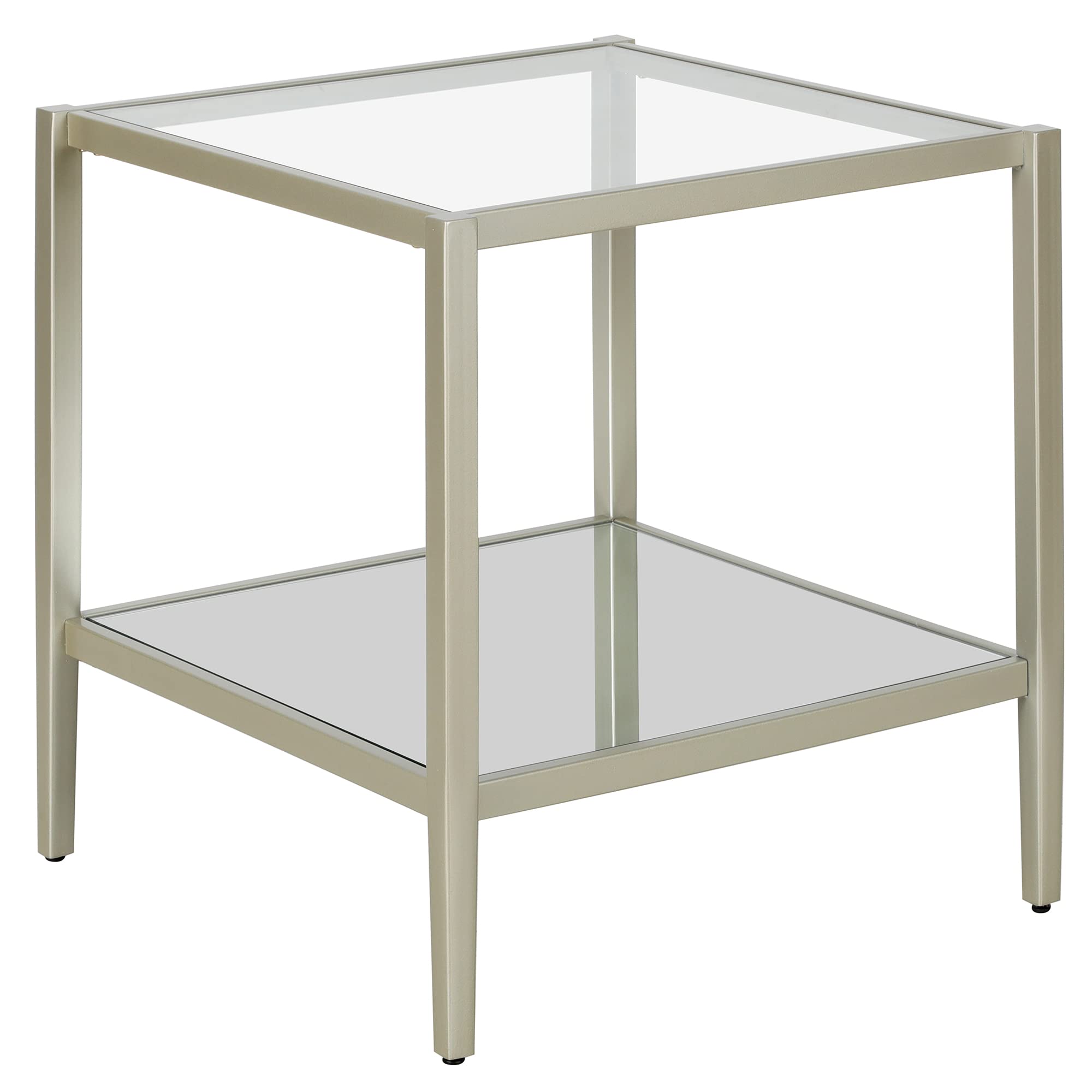 Henn&Hart 64" Wide Rectangular Console Table with Glass Shelf in Brushed Brass, Entryway Table, Accent Table for Living Room, Hallway