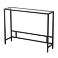 MAJARO Small Modern Console Table for Entryway, Tempered Glass with Metal Frame Sofa Table for Living Room, Hallway, Office (Single-Layer, Black)