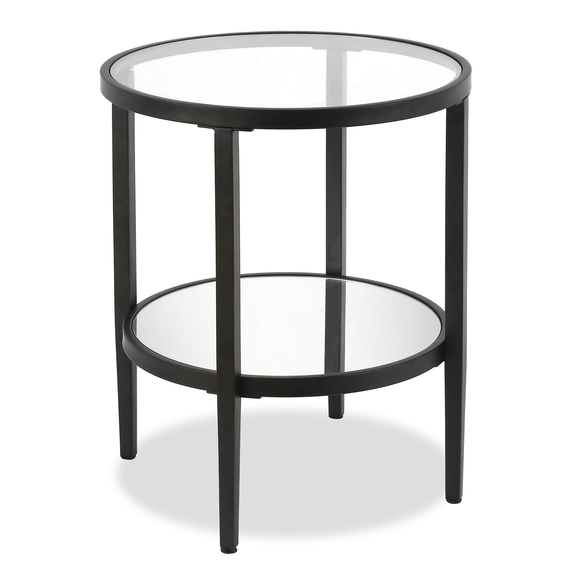 Henn&Hart 64" Wide Rectangular Console Table with Glass Shelf in Brushed Brass, Entryway Table, Accent Table for Living Room, Hallway