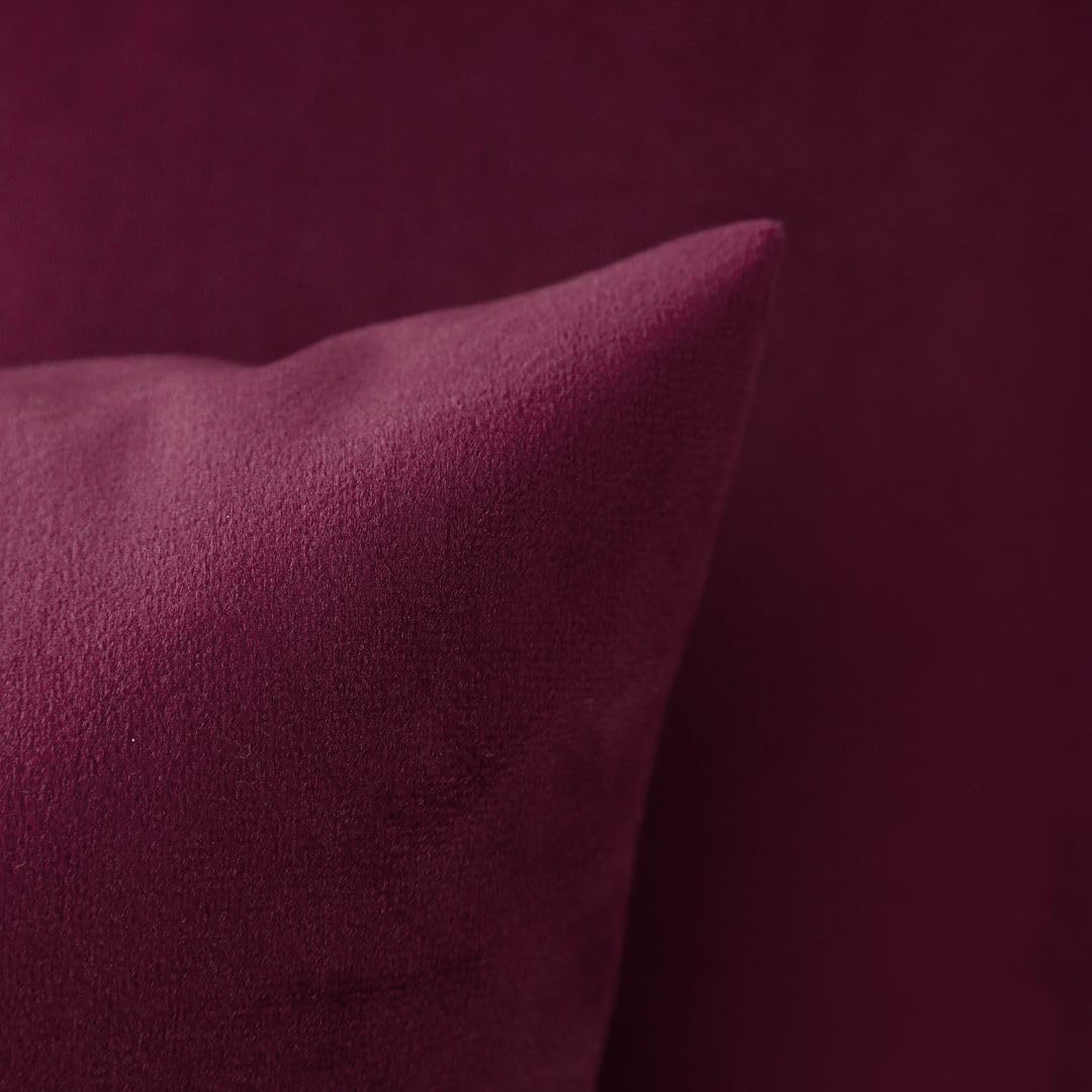 MoonRest - Pack of 2, Velvet Decorative Throw Pillow Filled with Synthetic Down Alternative, Cozy Soft with Hidden Zipper - Solid Color for Sofa Bedroom Couch 26 x 26 Burgundy