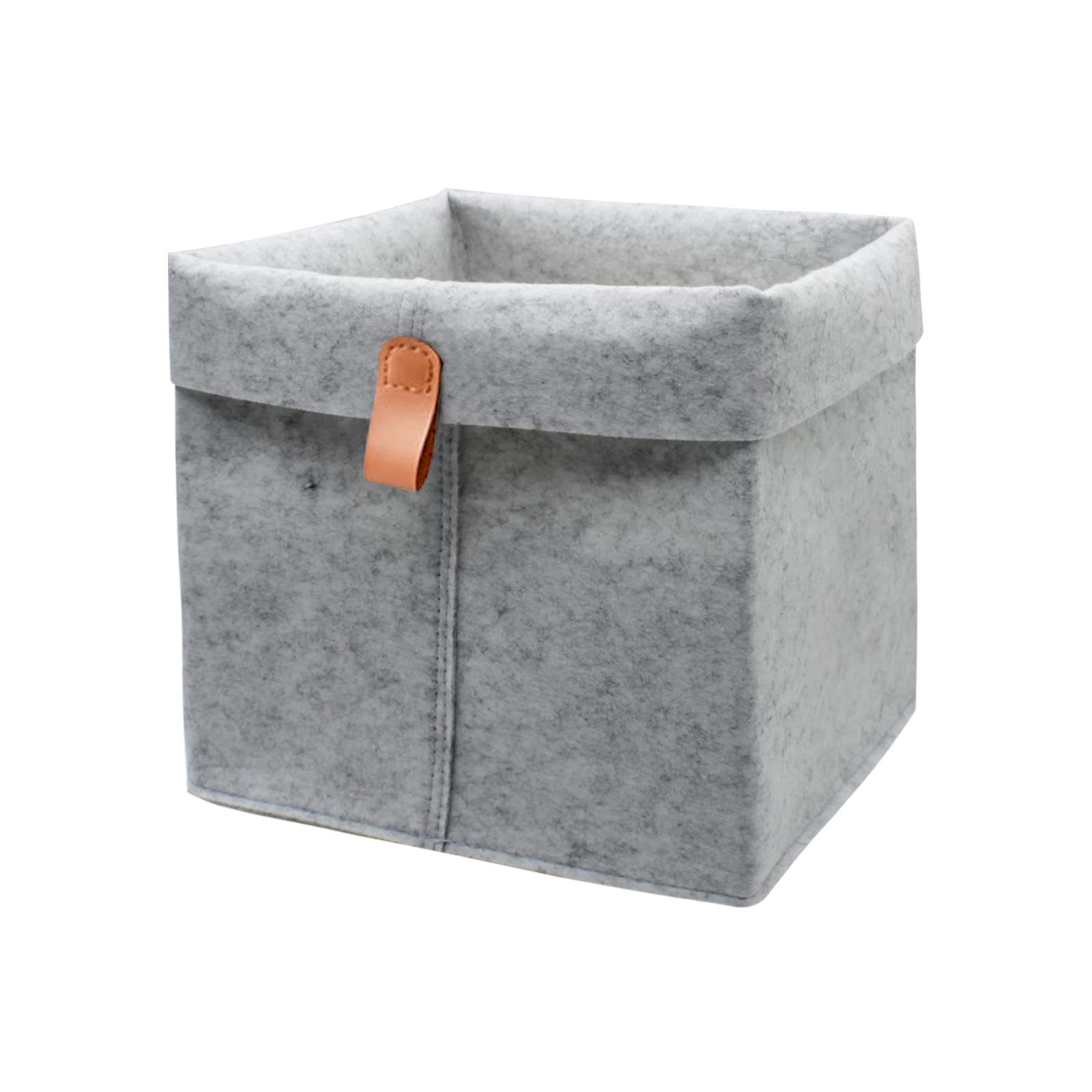 Felt Storage Basket, Folded Closet Storage Bins Large Capacity Cube Storage Bin with Hanger, Multifuctional Storage Bins for Shelves, Clothing, Books, Shoes (light gray)