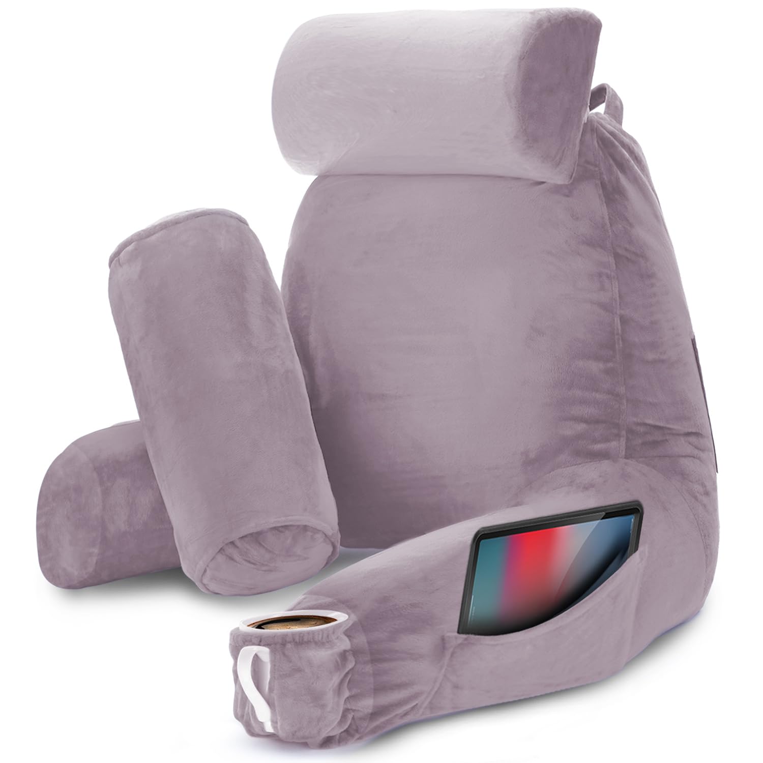 Nestl Reading Pillow for Kids & Teens with Shredded Memory Foam, Backrest Pillows for Reading, Watching, and Gaming, Use on The Couch, Bed, or Floor, Adjustable Support with Washable Cover Lavender