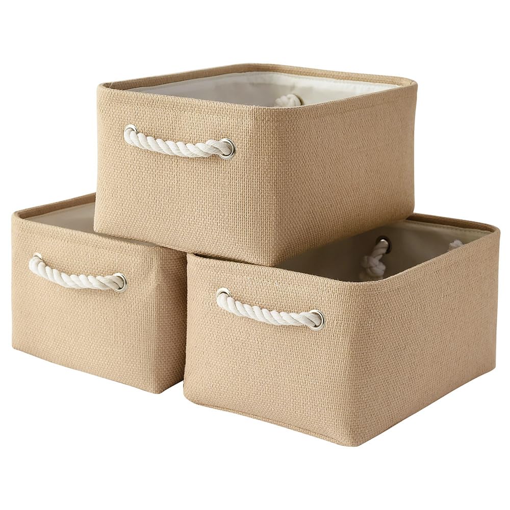 TheWarmHome Storage Basket for Organizing - 15.7x11.8x8.2 inch Large 3 Pack Collapsible Storage Bins for Shelves, Fabric Storage Cubes for Gift Closet Linen Organization (White & Grey)