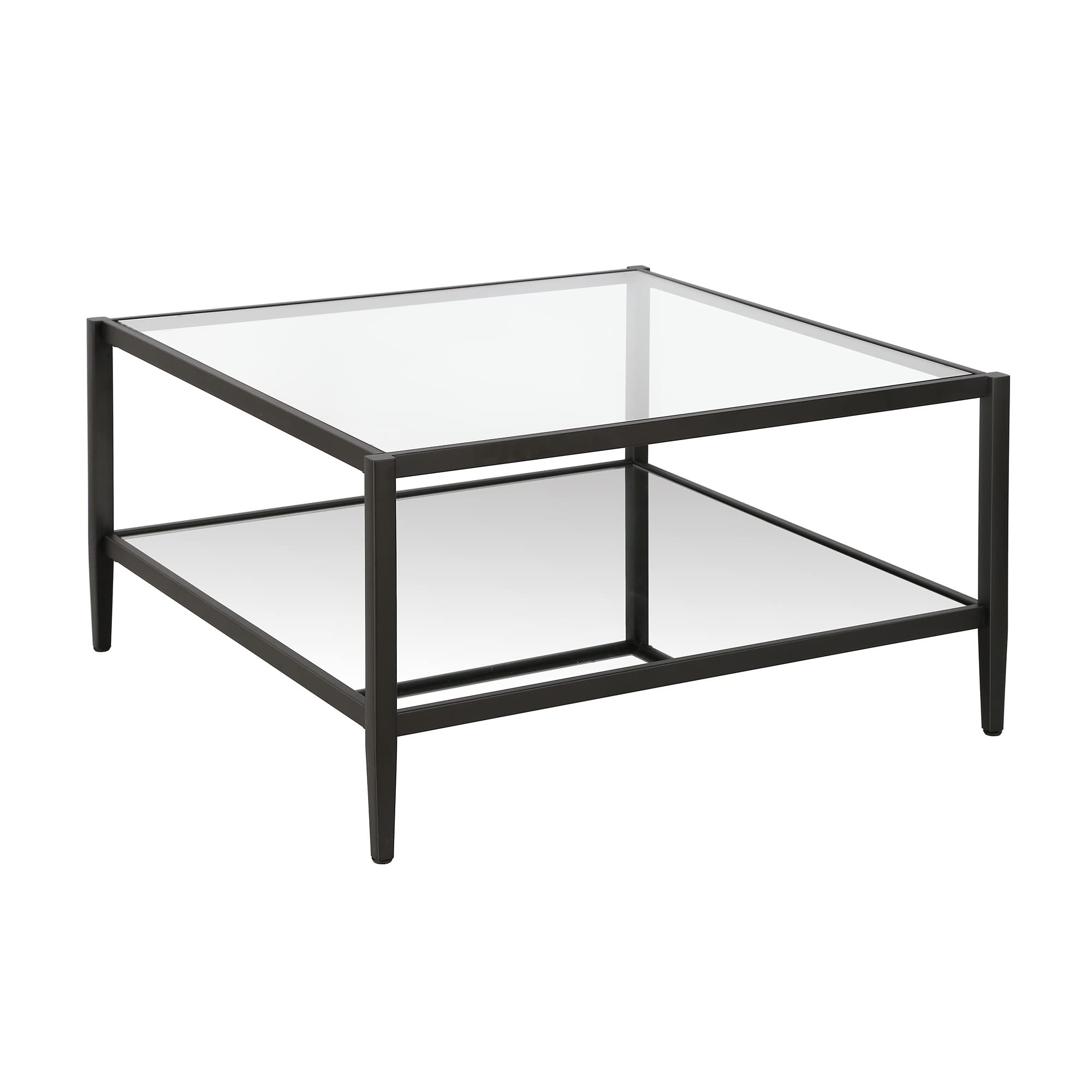 Henn&Hart 64" Wide Rectangular Console Table with Glass Shelf in Brushed Brass, Entryway Table, Accent Table for Living Room, Hallway