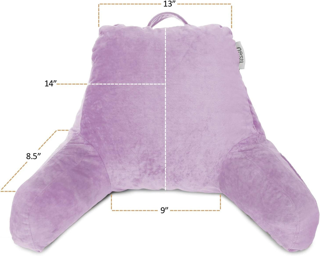 Nestl Reading Pillow for Kids & Teens with Shredded Memory Foam, Backrest Pillows for Reading, Watching, and Gaming, Use on The Couch, Bed, or Floor, Adjustable Support with Washable Cover Lavender
