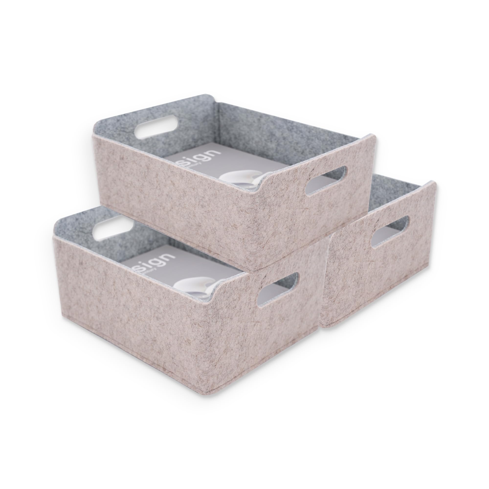 Welaxy Storage Baskets Collapsible Felt Storage bin Foldable Shelf Drawers Organizers Bins organizie Box with Handles for Kids Toys pet Toy Books Clothes Makeup Junk organise (Gray x 3)