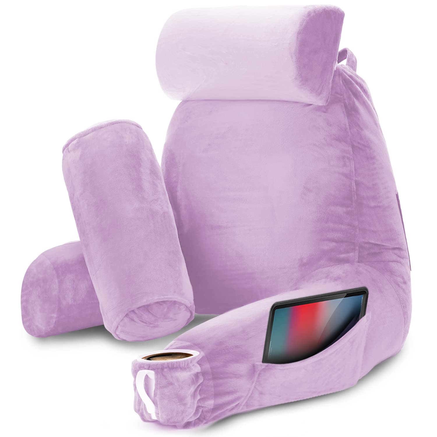 Nestl Reading Pillow for Kids & Teens with Shredded Memory Foam, Backrest Pillows for Reading, Watching, and Gaming, Use on The Couch, Bed, or Floor, Adjustable Support with Washable Cover Lavender