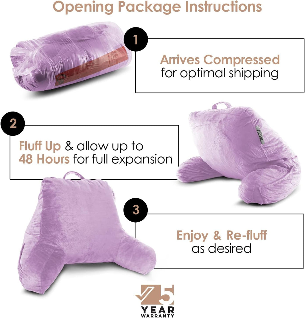 Nestl Reading Pillow for Kids & Teens with Shredded Memory Foam, Backrest Pillows for Reading, Watching, and Gaming, Use on The Couch, Bed, or Floor, Adjustable Support with Washable Cover Lavender