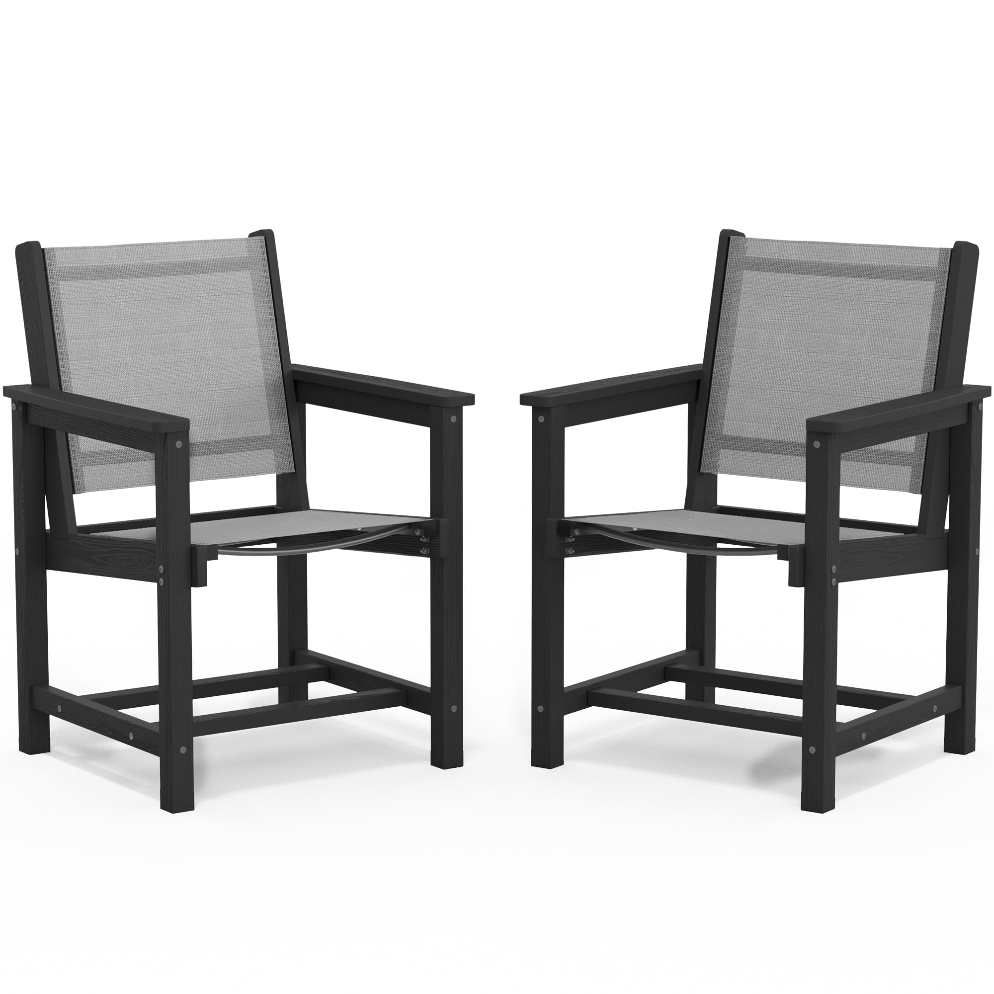 SERWALL 9 Piece Outdoor Dining Set, 84" HDPE Outdoor Table and Chairs for 8，All Weather Patio Dining Furniture Set with Umbrella Hole for Backyard, Garden, Black