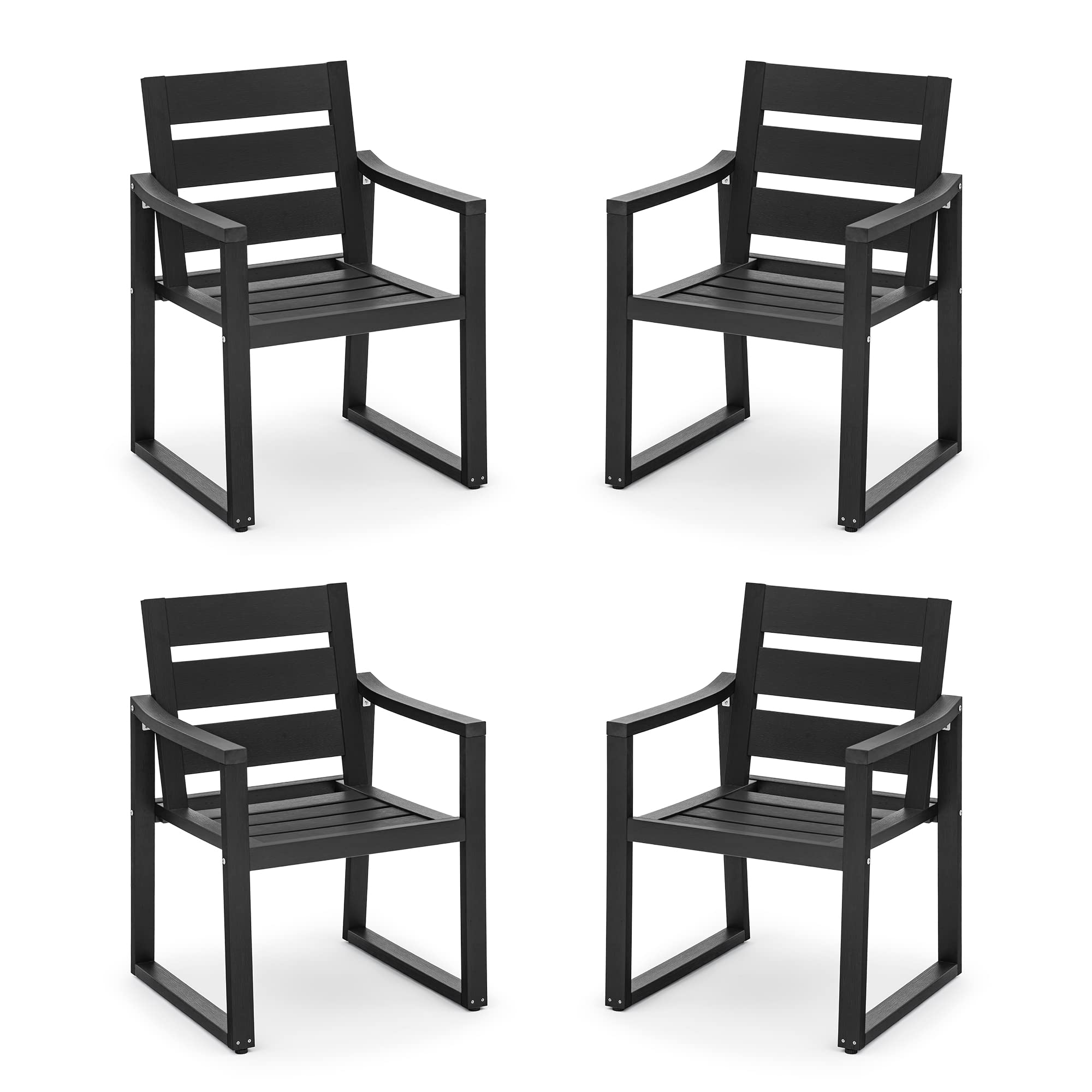 Cozyman Patio Table and Chairs Set, HDPS Outdoor Dining Set for 6, Patio Furniture for Deck, Poolside, and Backyard, Black