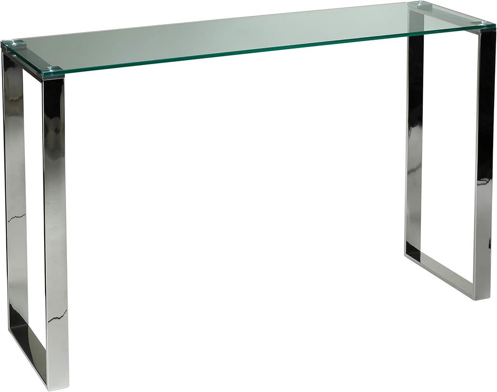 Cortesi Home Remi Contemporary Glass Console Table with Chrome Finish