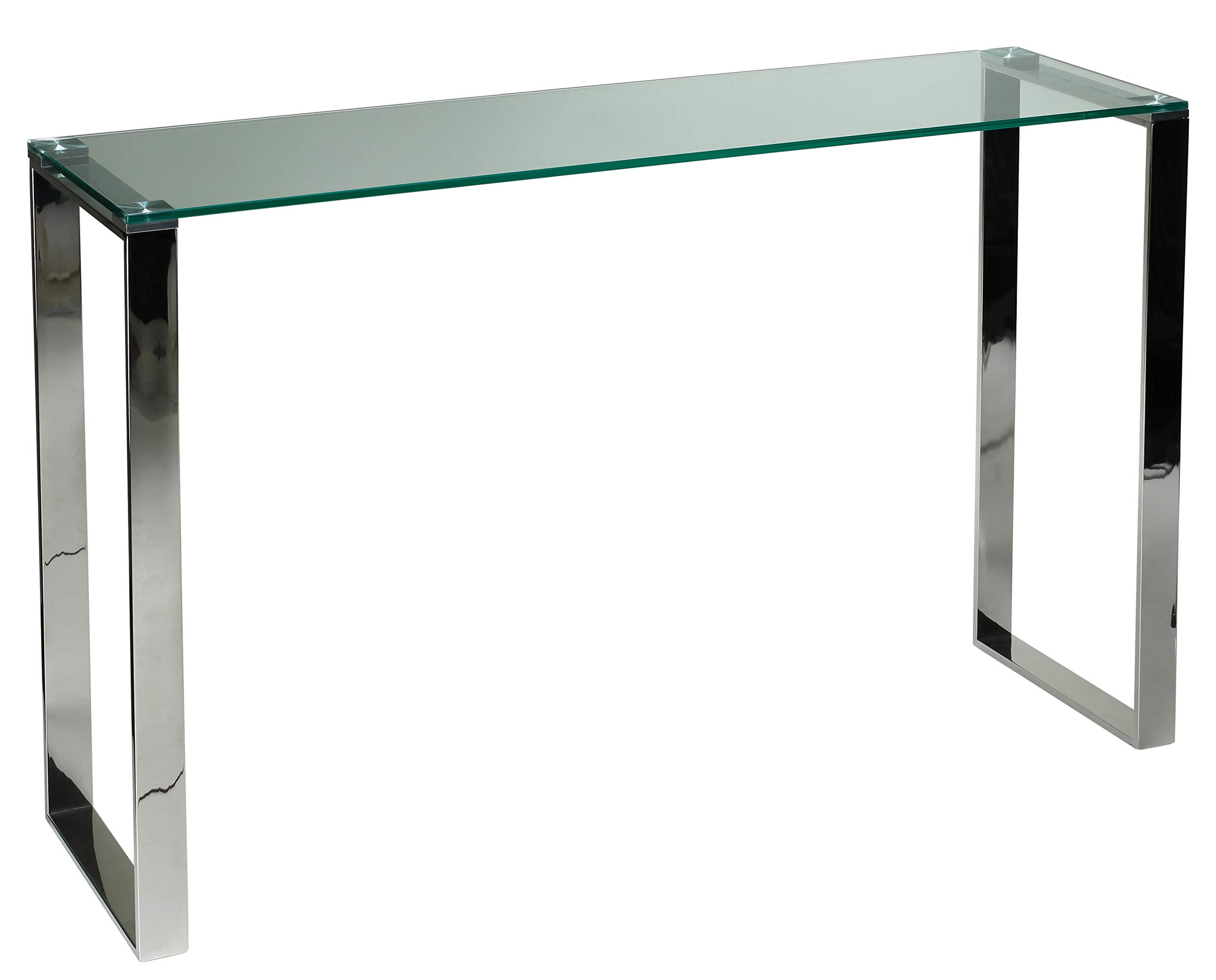 Cortesi Home Remi Contemporary Glass Console Table with Chrome Finish