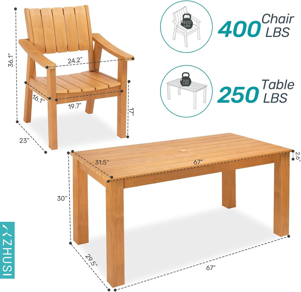 ZHUSI Patio Table and Chairs Set, Outdoor Table and Chairs,HIPS Outdoor Dining Set with Umbrella Hole for Backyard, Poolside