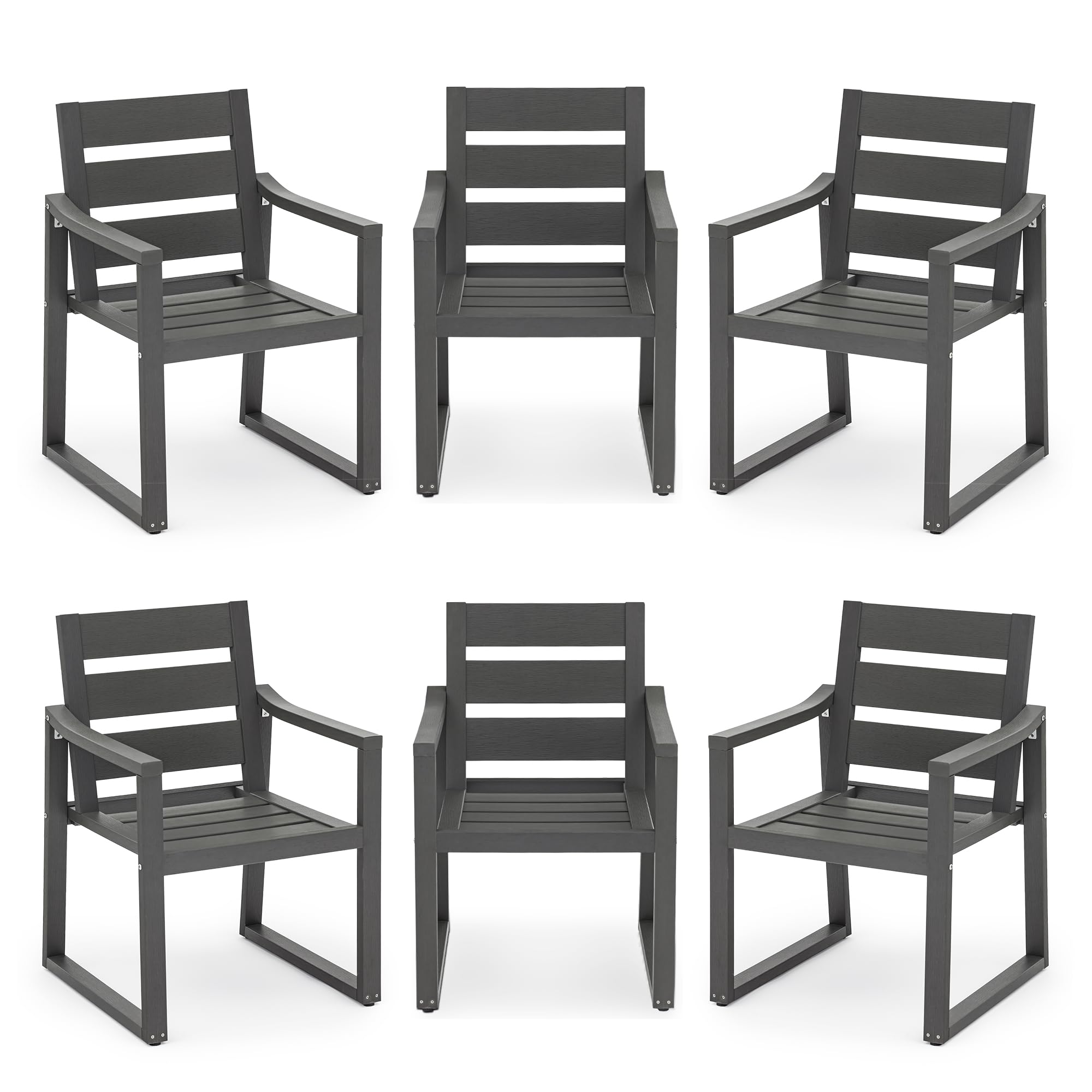Cozyman Patio Table and Chairs Set, HDPS Outdoor Dining Set for 6, Patio Furniture for Deck, Poolside, and Backyard, Black