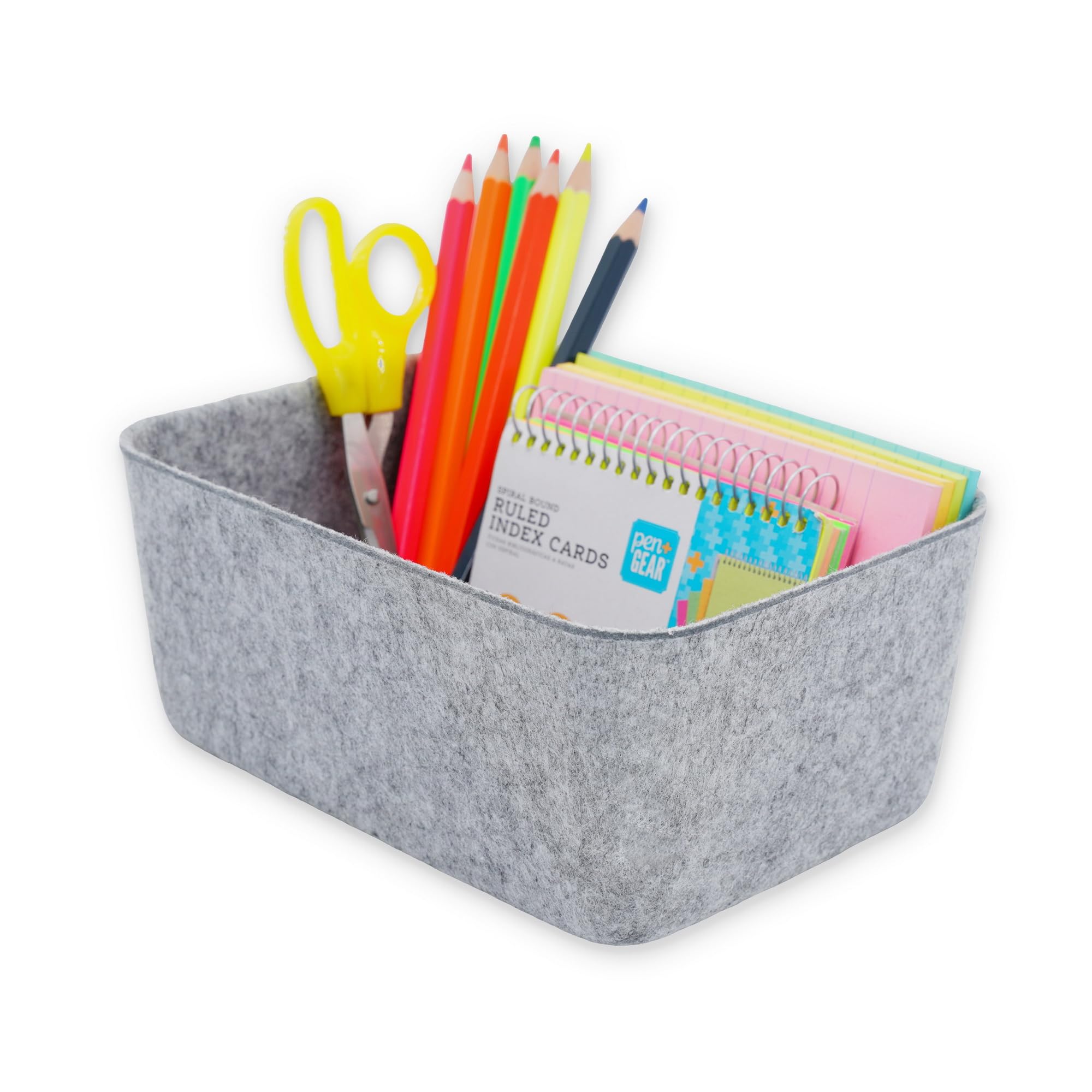 Welaxy Felt Storage Bin Wide Deep Drawer Organizer Beige Caddy for Makeup, Jewelry, Stationery, Closet & Bathroom, Minimalist lifestyle (Oatmeal Bin, M)