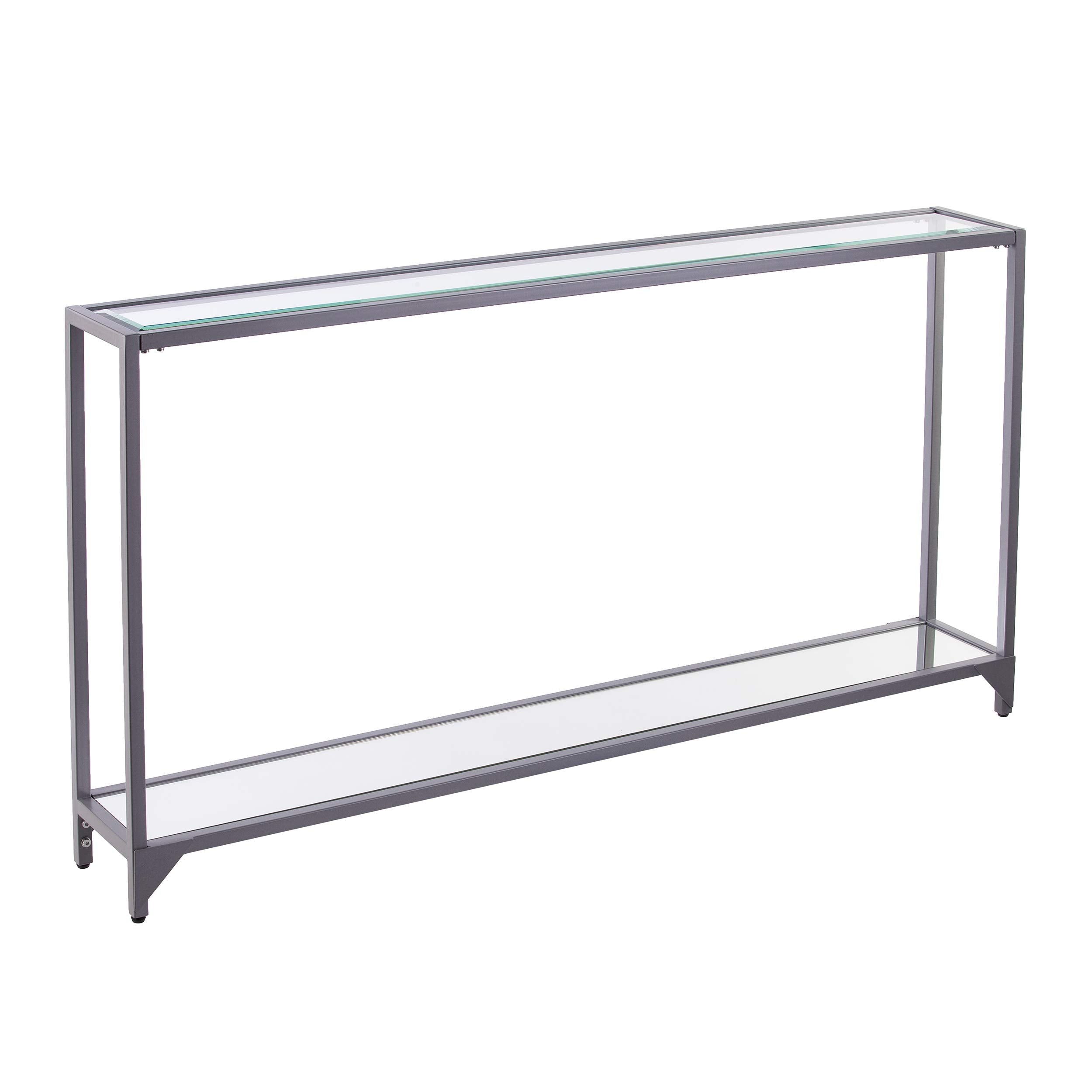 SEI Furniture Bergen Narrow Metal Console Table, Dining Room With Open Concept Living Space Glam Style Powder-Coated Iron, Black