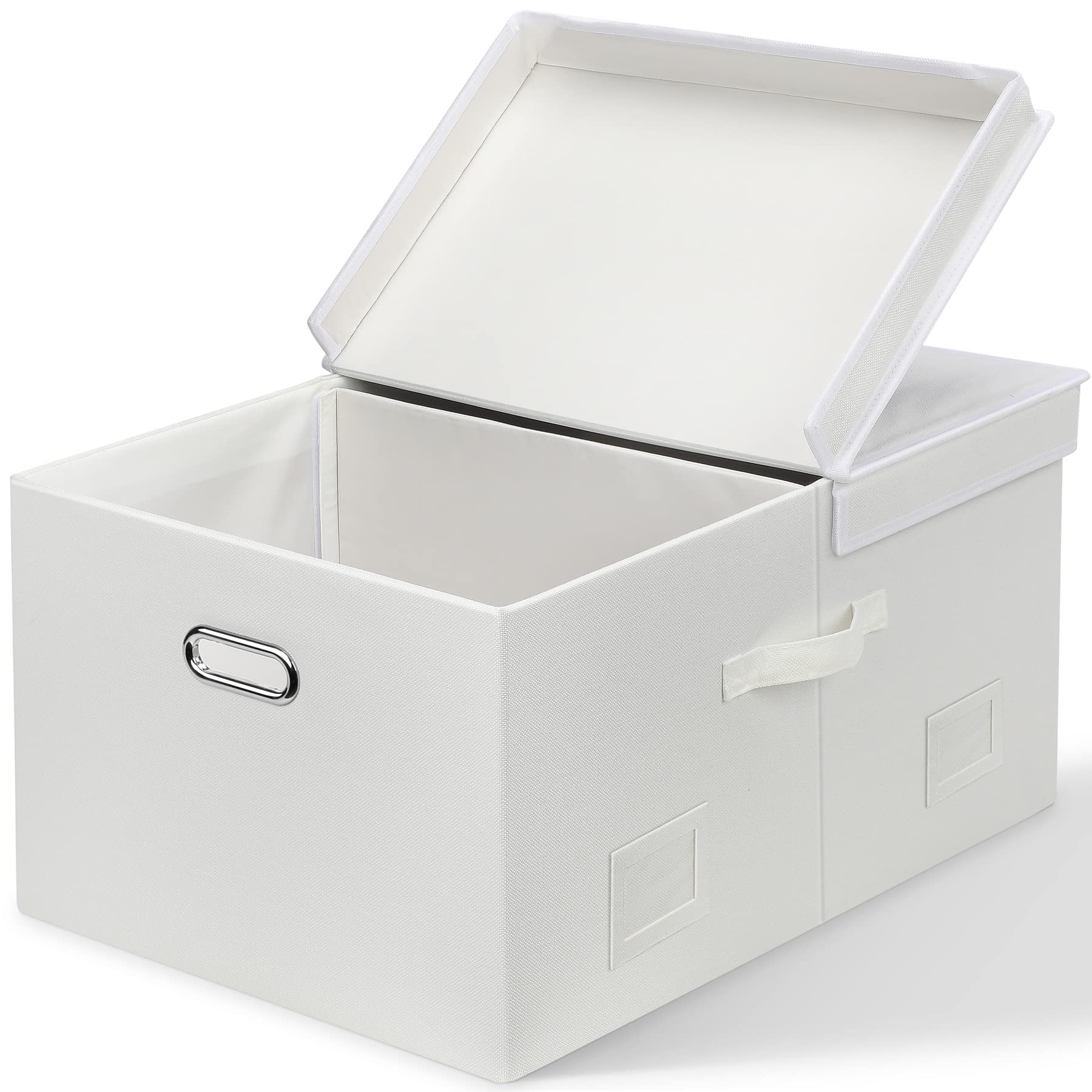 Graciadeco Large 17" 36 Quart Collapsible Stackable Storage Bins with Lids, 3 Packs Dark Gray Foldable Fabric Closet Storage Boxes with Lids, Heavy-duty Linen Cube Baskets(17x12x11)