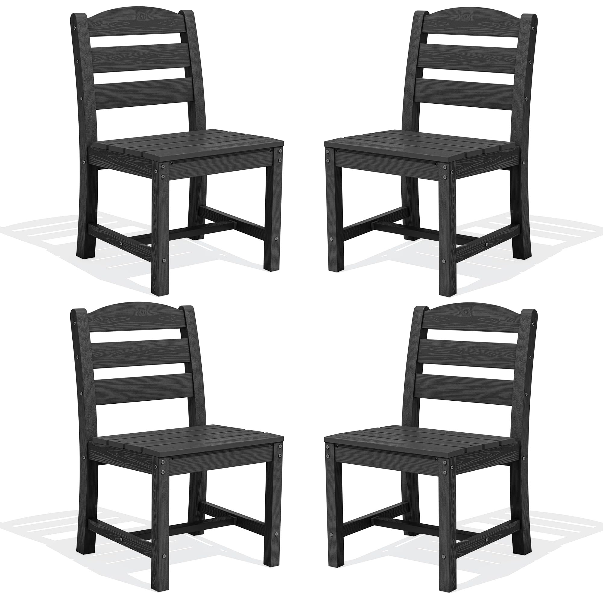 SERWALL 9 Piece Outdoor Dining Set, 84" HDPE Outdoor Table and Chairs for 8，All Weather Patio Dining Furniture Set with Umbrella Hole for Backyard, Garden, Black
