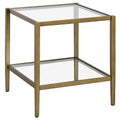 Henn&Hart 64" Wide Rectangular Console Table with Glass Shelf in Brushed Brass, Entryway Table, Accent Table for Living Room, Hallway