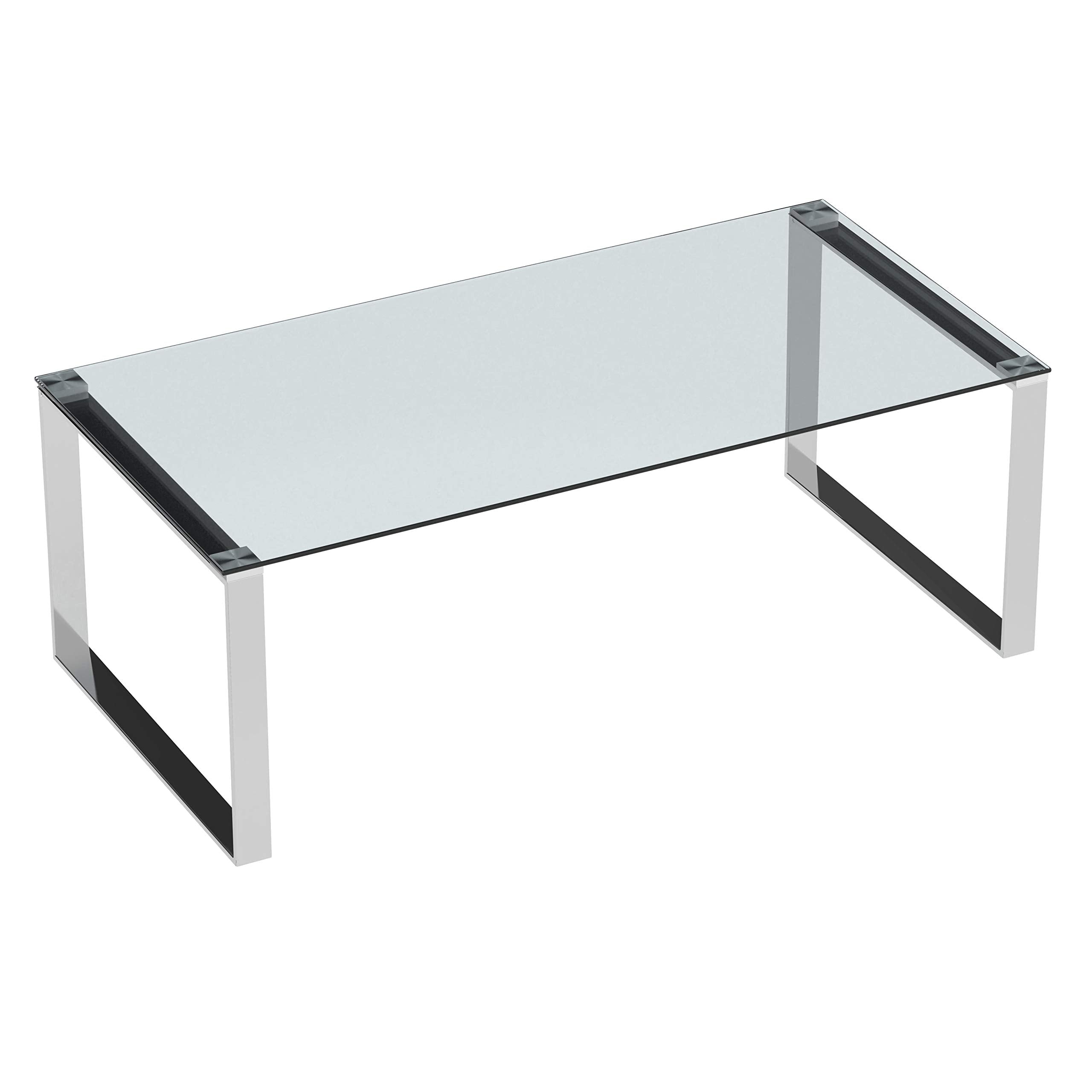 Cortesi Home Remi Contemporary Glass Console Table with Chrome Finish