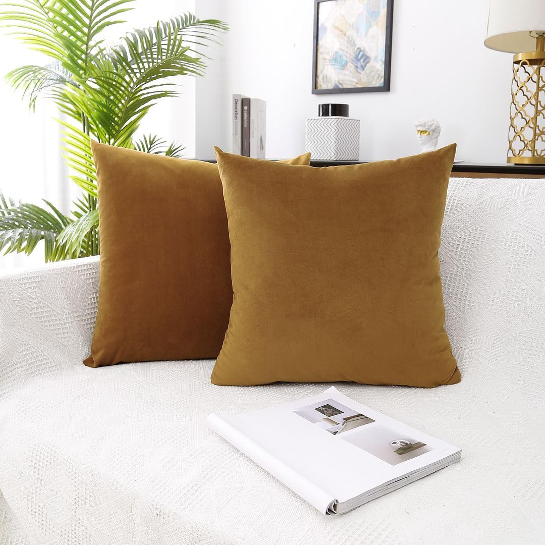 MoonRest - Pack of 2, Velvet Decorative Throw Pillow Filled with Synthetic Down Alternative, Cozy Soft with Hidden Zipper - Solid Color for Sofa Bedroom Couch 26 x 26 Burgundy
