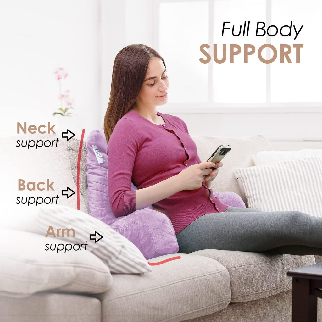 Nestl Reading Pillow for Kids & Teens with Shredded Memory Foam, Backrest Pillows for Reading, Watching, and Gaming, Use on The Couch, Bed, or Floor, Adjustable Support with Washable Cover Lavender
