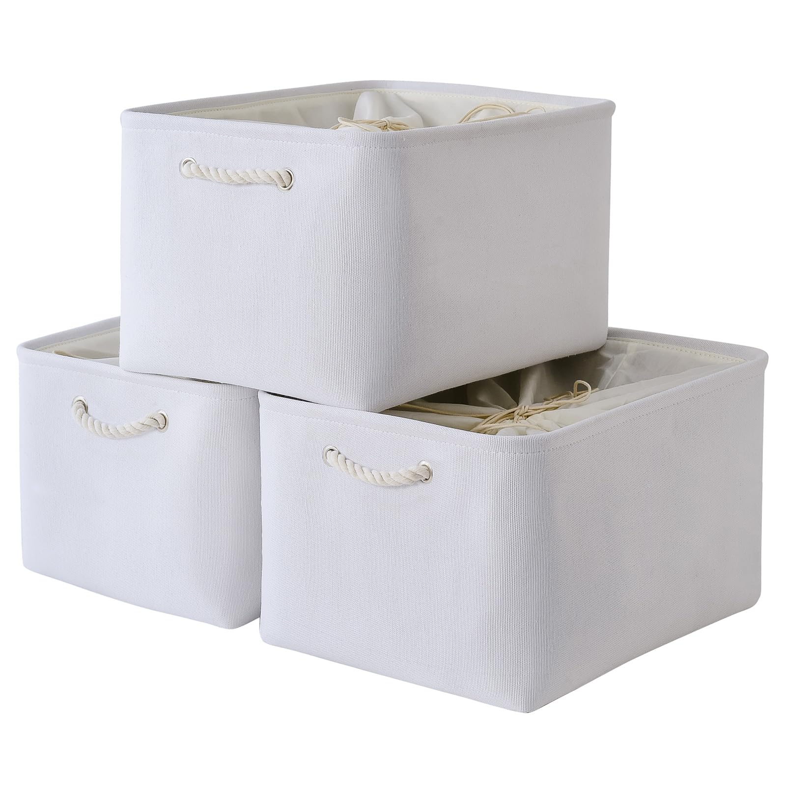 TheWarmHome Fabric Storage Bins Baskets for Organizing, Large Sturdy Storage Basket W/Handles, Decorative Foldable Storage Baskets for Shelves Closet Nursery Toy (X Large - 3 Pack 17.7L×13.8W×9.8H)