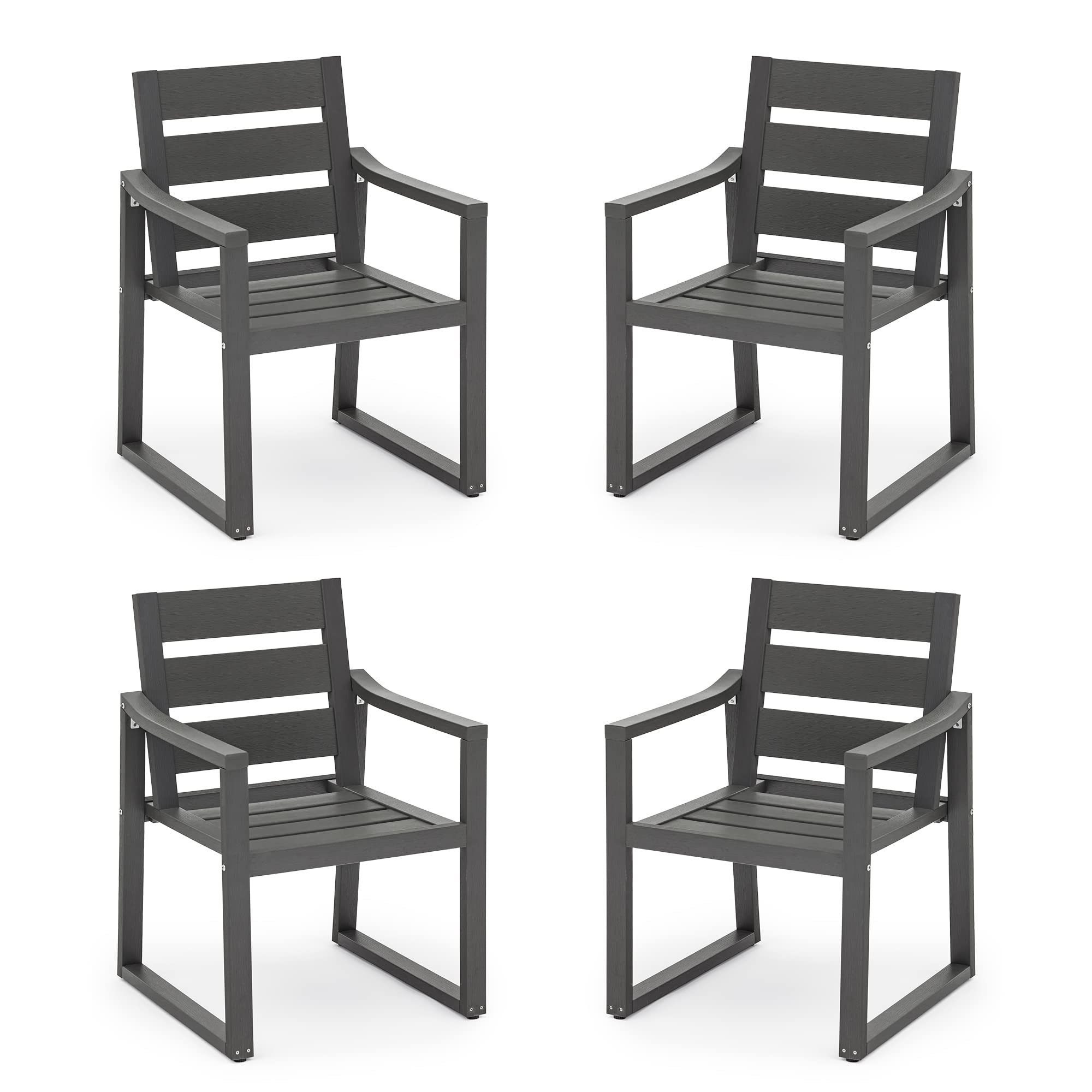 Cozyman Patio Table and Chairs Set, HDPS Outdoor Dining Set for 6, Patio Furniture for Deck, Poolside, and Backyard, Black