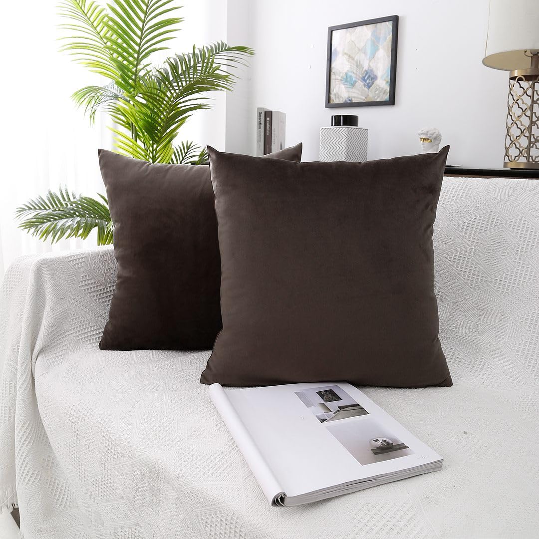 MoonRest - Pack of 2, Velvet Decorative Throw Pillow Filled with Synthetic Down Alternative, Cozy Soft with Hidden Zipper - Solid Color for Sofa Bedroom Couch 26 x 26 Burgundy