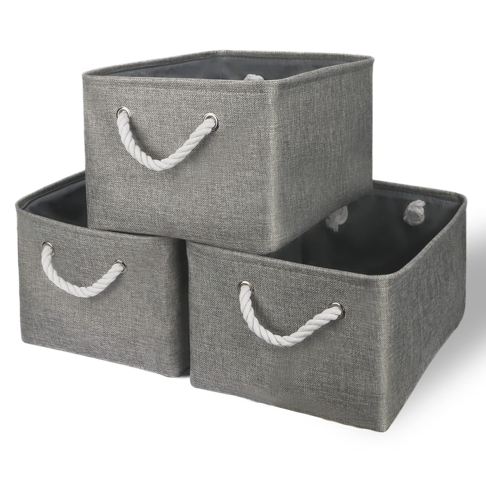TheWarmHome Fabric Storage Bins Baskets for Organizing, Large Sturdy Storage Basket W/Handles, Decorative Foldable Storage Baskets for Shelves Closet Nursery Toy (X Large - 3 Pack 17.7L×13.8W×9.8H)