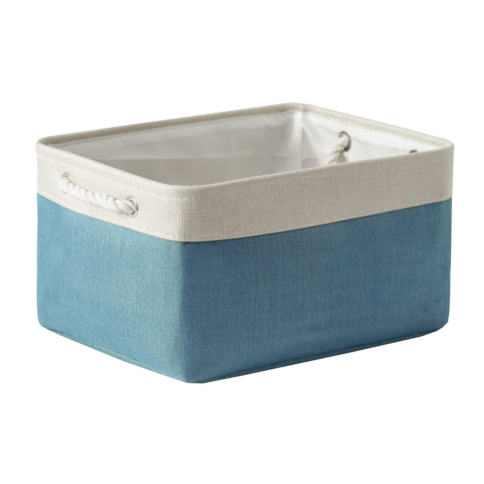 TheWarmHome Storage Basket for Organizing - 15.7x11.8x8.2 inch Large 3 Pack Collapsible Storage Bins for Shelves, Fabric Storage Cubes for Gift Closet Linen Organization (White & Grey)