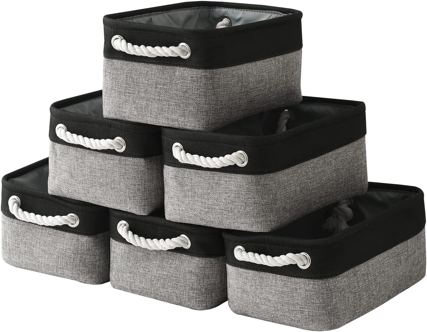 TheWarmHome Storage Basket for Organizing - 15.7x11.8x8.2 inch Large 3 Pack Collapsible Storage Bins for Shelves, Fabric Storage Cubes for Gift Closet Linen Organization (White & Grey)