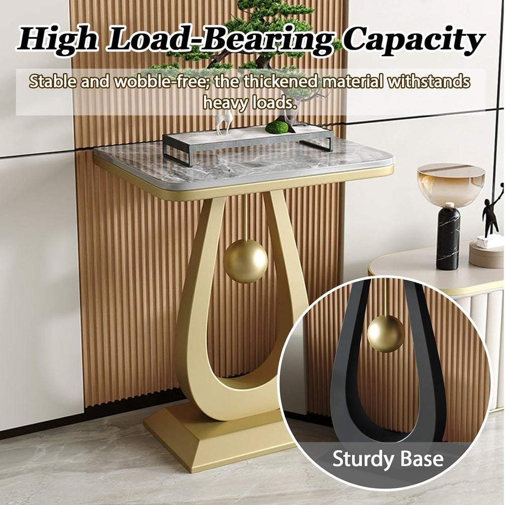 Contemporary Console Table with Metal Frame,Rectangular Entryway Table with Sintered Stone Top,Hallway Decor with Storage,for Living Room,Hallway,Foyer(Black1,15.7 * 11.8 * 29.5in)