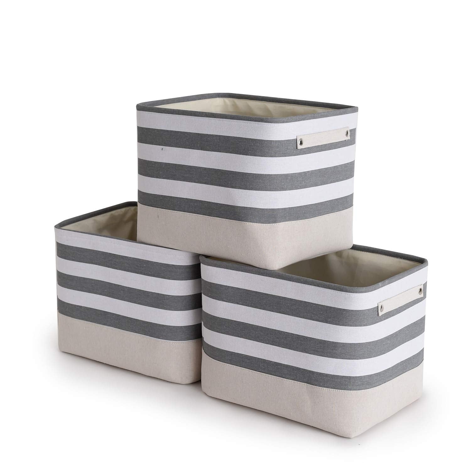 TheWarmHome Fabric Storage Bins Baskets for Organizing, Large Sturdy Storage Basket W/Handles, Decorative Foldable Storage Baskets for Shelves Closet Nursery Toy (X Large - 3 Pack 17.7L×13.8W×9.8H)