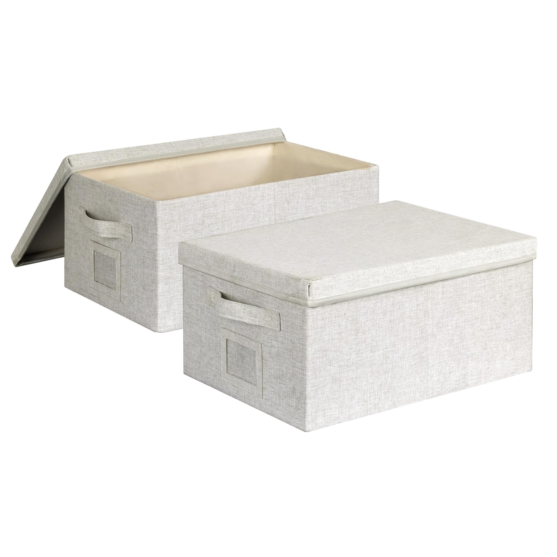 Graciadeco Large 17" 36 Quart Collapsible Stackable Storage Bins with Lids, 3 Packs Dark Gray Foldable Fabric Closet Storage Boxes with Lids, Heavy-duty Linen Cube Baskets(17x12x11)