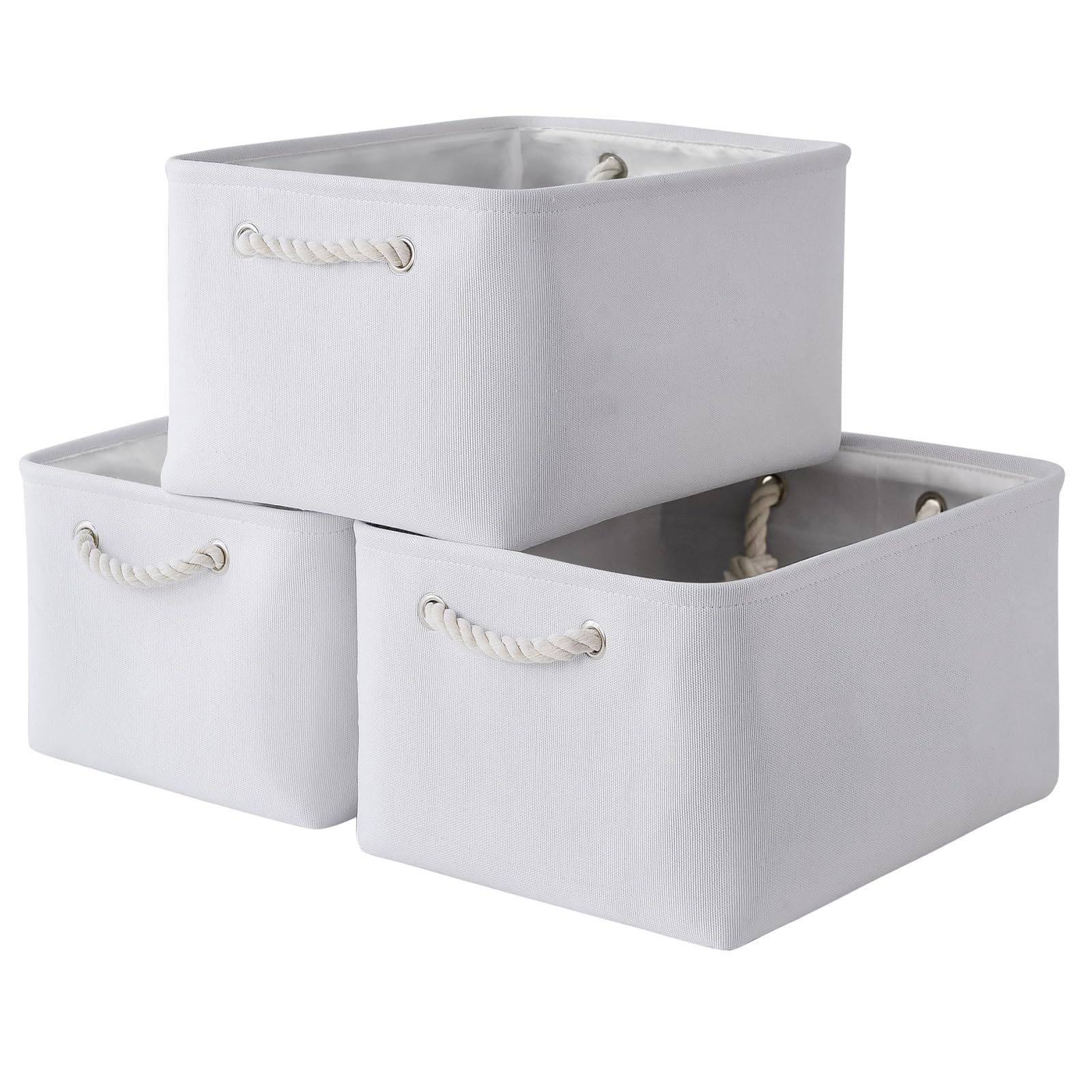 TheWarmHome Fabric Storage Bins Baskets for Organizing, Large Sturdy Storage Basket W/Handles, Decorative Foldable Storage Baskets for Shelves Closet Nursery Toy (X Large - 3 Pack 17.7L×13.8W×9.8H)