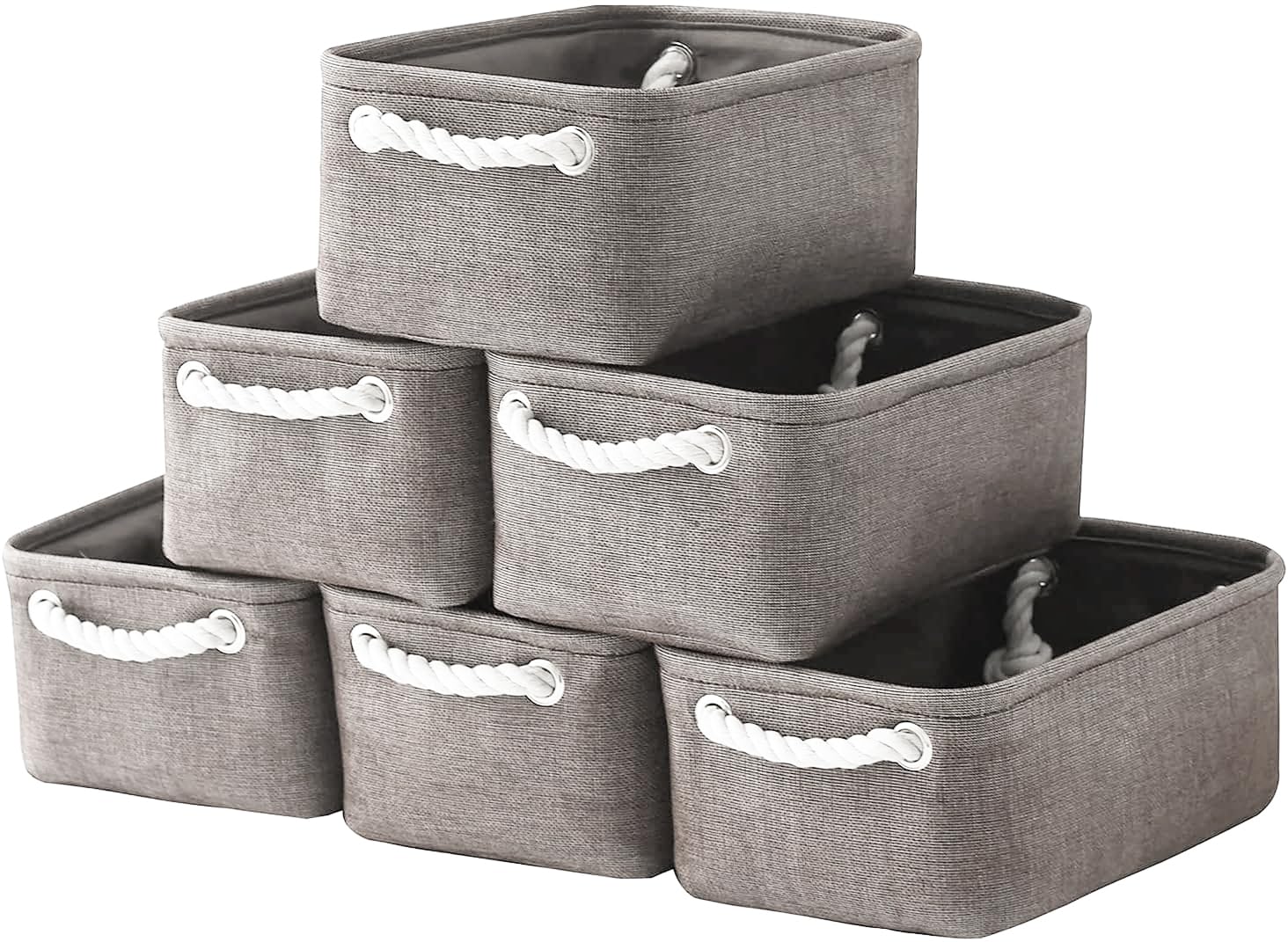 TheWarmHome Storage Basket for Organizing - 15.7x11.8x8.2 inch Large 3 Pack Collapsible Storage Bins for Shelves, Fabric Storage Cubes for Gift Closet Linen Organization (White & Grey)