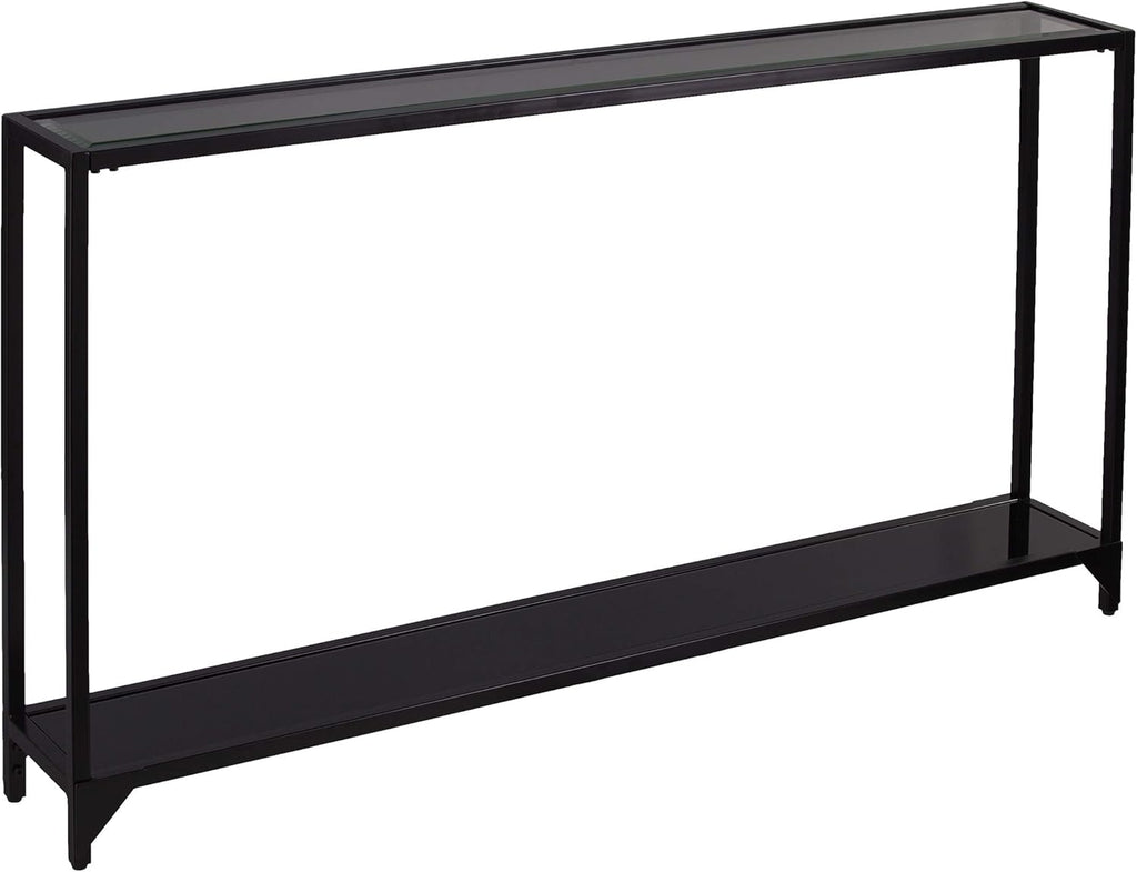SEI Furniture Bergen Narrow Metal Console Table, Dining Room With Open Concept Living Space Glam Style Powder-Coated Iron, Black