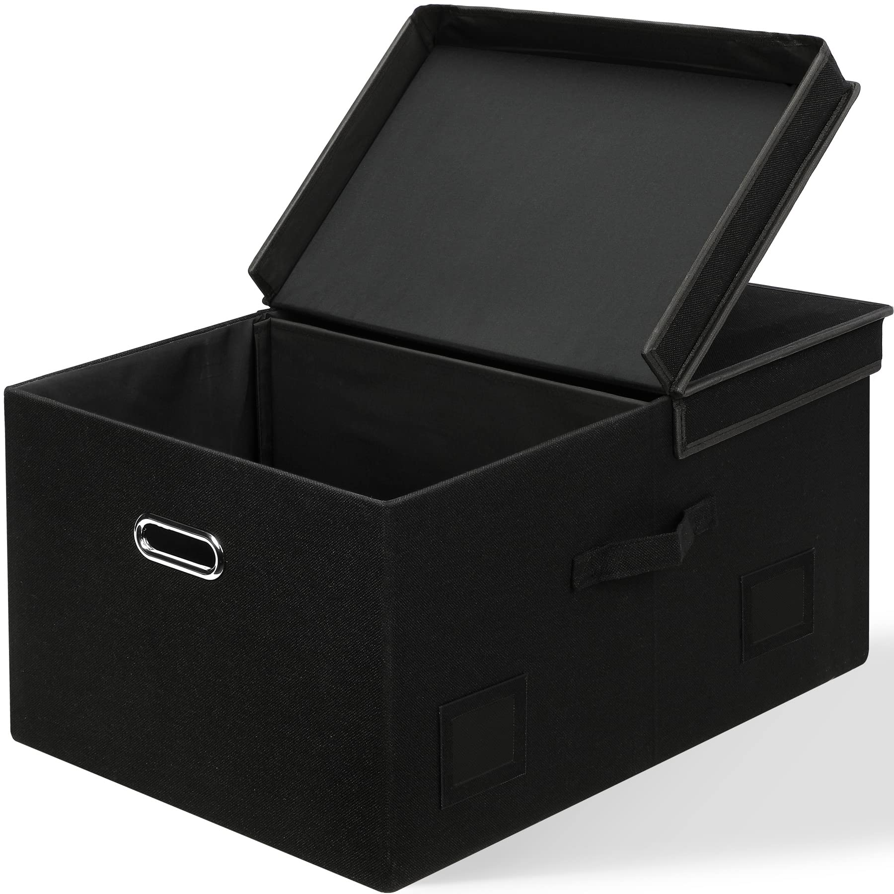 Graciadeco Large 17" 36 Quart Collapsible Stackable Storage Bins with Lids, 3 Packs Dark Gray Foldable Fabric Closet Storage Boxes with Lids, Heavy-duty Linen Cube Baskets(17x12x11)