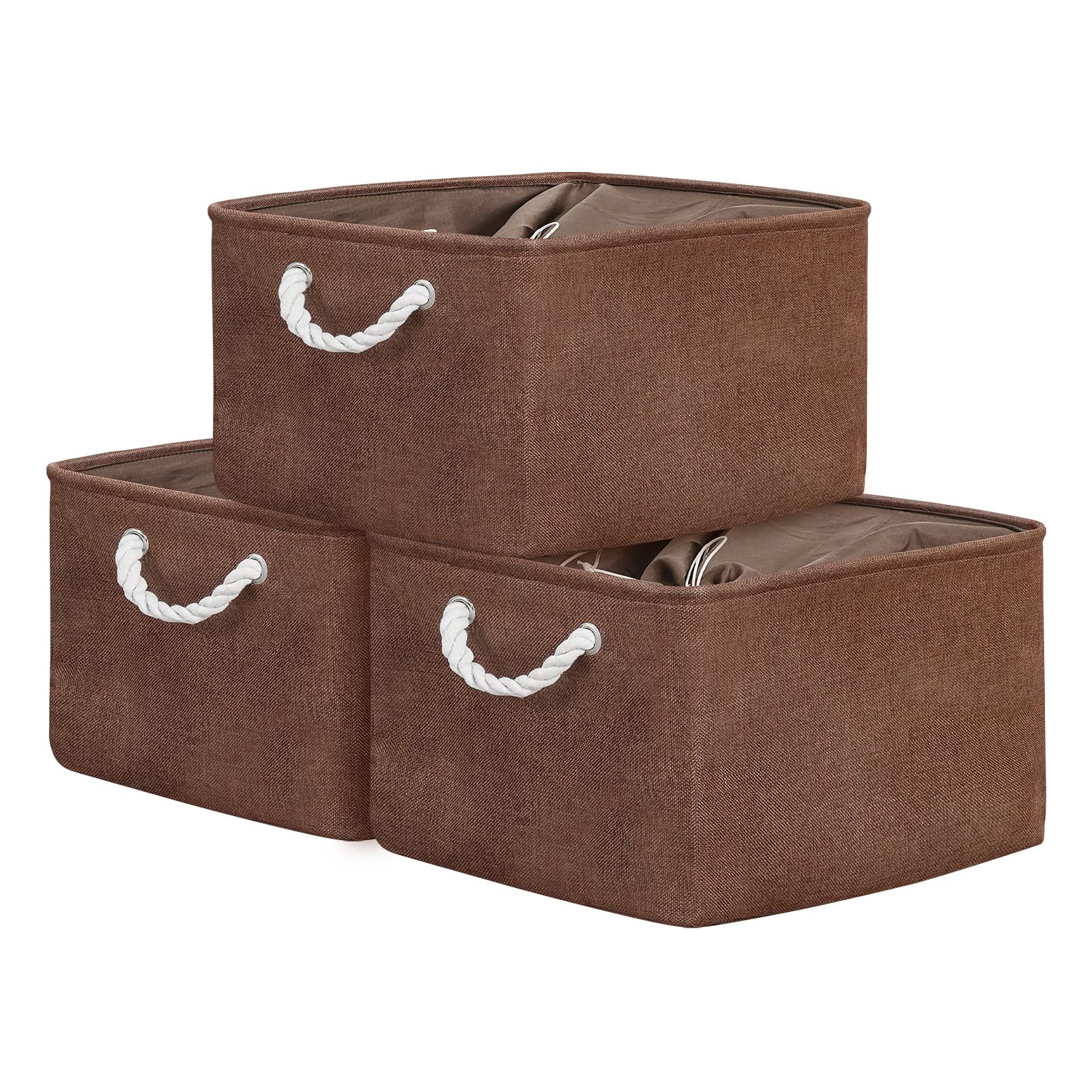 TheWarmHome Fabric Storage Bins Baskets for Organizing, Large Sturdy Storage Basket W/Handles, Decorative Foldable Storage Baskets for Shelves Closet Nursery Toy (X Large - 3 Pack 17.7L×13.8W×9.8H)