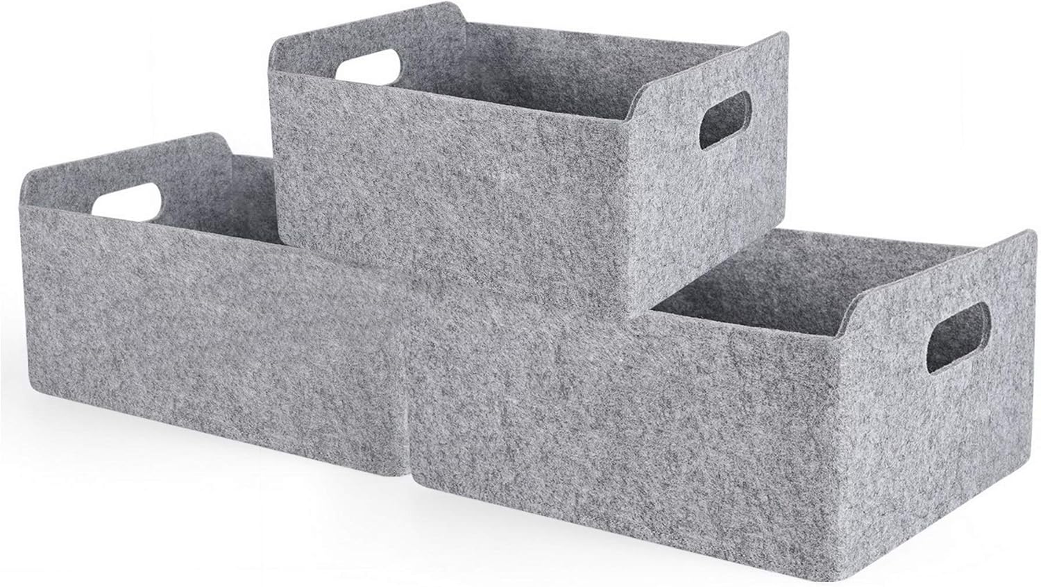 Welaxy Storage Baskets Collapsible Felt Storage bin Foldable Shelf Drawers Organizers Bins organizie Box with Handles for Kids Toys pet Toy Books Clothes Makeup Junk organise (Gray x 3)