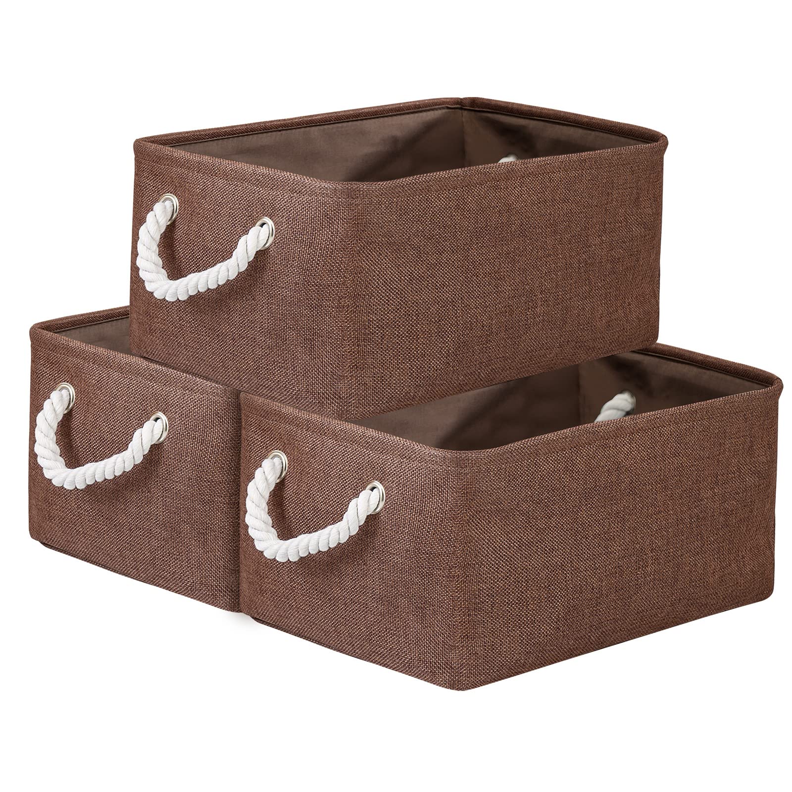 TheWarmHome Fabric Storage Bins Baskets for Organizing, Large Sturdy Storage Basket W/Handles, Decorative Foldable Storage Baskets for Shelves Closet Nursery Toy (X Large - 3 Pack 17.7L×13.8W×9.8H)