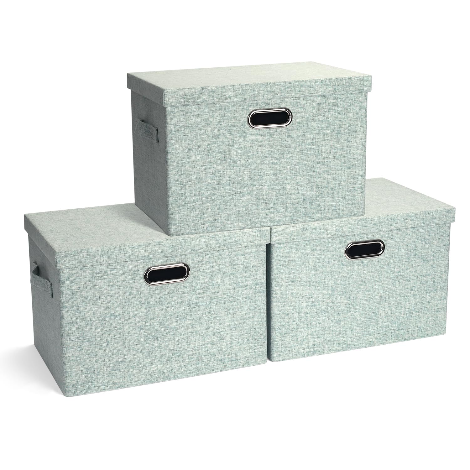 Graciadeco Large 17" 36 Quart Collapsible Stackable Storage Bins with Lids, 3 Packs Dark Gray Foldable Fabric Closet Storage Boxes with Lids, Heavy-duty Linen Cube Baskets(17x12x11)