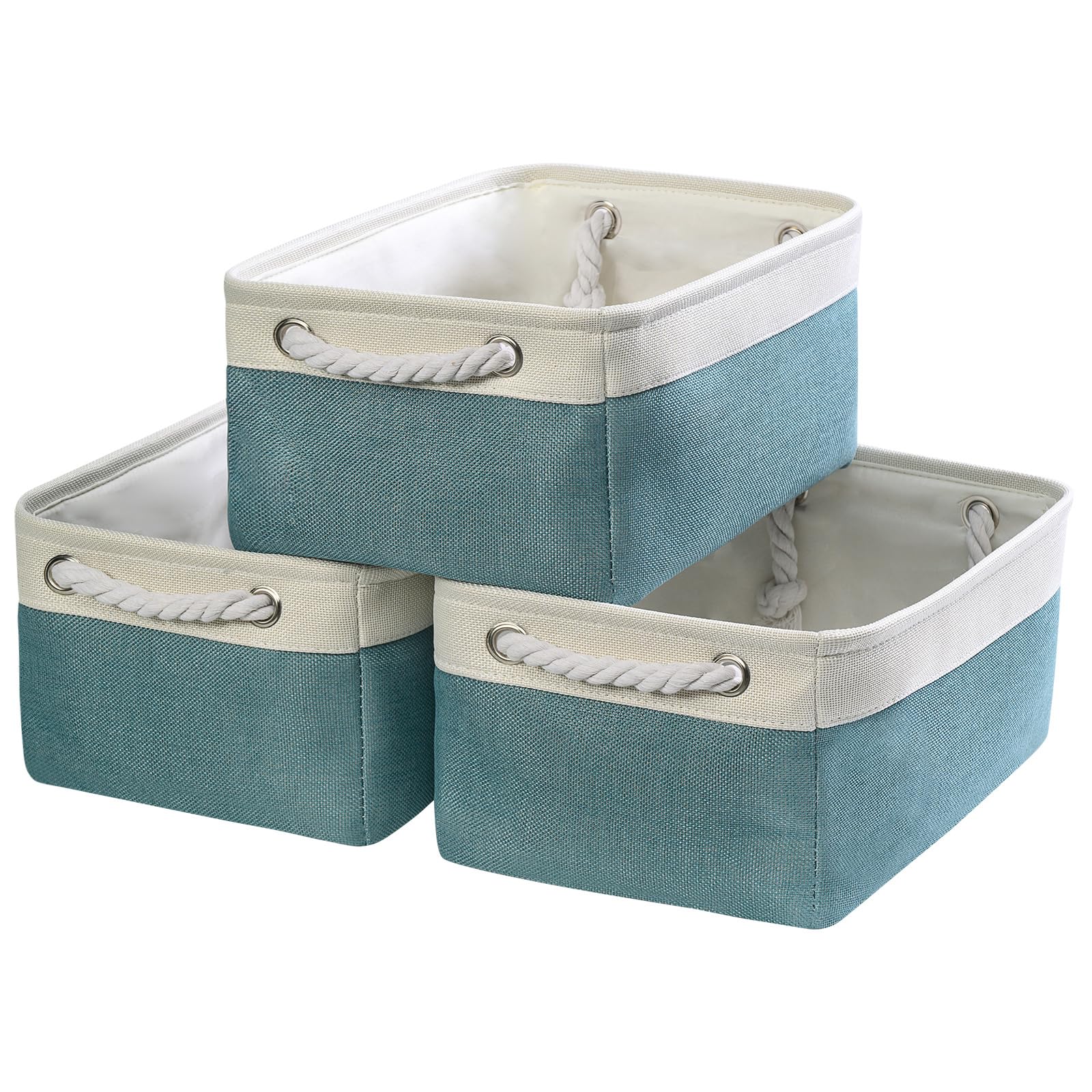 TheWarmHome Storage Basket for Organizing - 15.7x11.8x8.2 inch Large 3 Pack Collapsible Storage Bins for Shelves, Fabric Storage Cubes for Gift Closet Linen Organization (White & Grey)